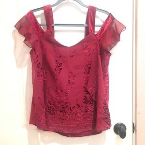 Francesca’s Velvet Embroidered Blouse